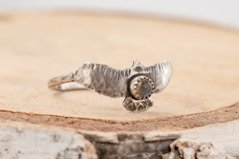 Bird Ring Labradorite and Sterling Silver Ring Small Hawk Jewelry Nature Jewelry for Women Woodland Jewelry image 7