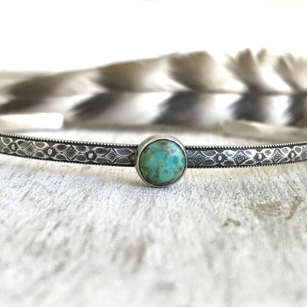 Floral Boho Turquoise Cuff Bracelet