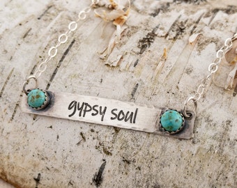 Gypsy Soul Necklace, Turquoise and Silver Boho Jewelry, Gemstone Necklace, Turquoise Jewelry, Layered Necklaces