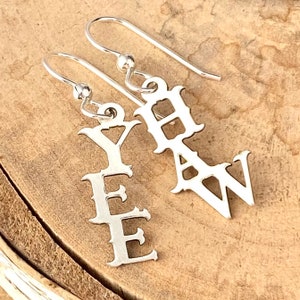 Yee Haw Earrings Handcrafted Chic Cowgirl Earrings, Unique Sterling Silver Western Jewelry, Dainty Rodeo Gift for Her Gift for Horse lovers