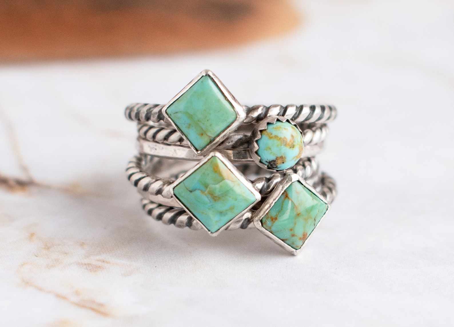 Genuine Turquoise Ring - Sterling Silver - Turquoise Rings - Stacking ...