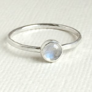 Rainbow Moonstone Ring - Sterling Silver - Moonstone Stacking Rings - Gemstone Rings for women - Dainty Ring