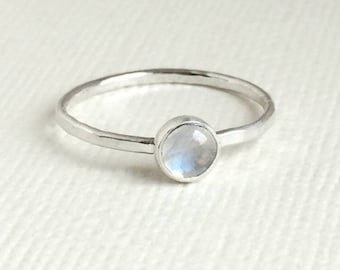 Rainbow Moonstone Ring - Sterling Silver - Moonstone Stacking Rings - Gemstone Rings for women - Dainty Ring