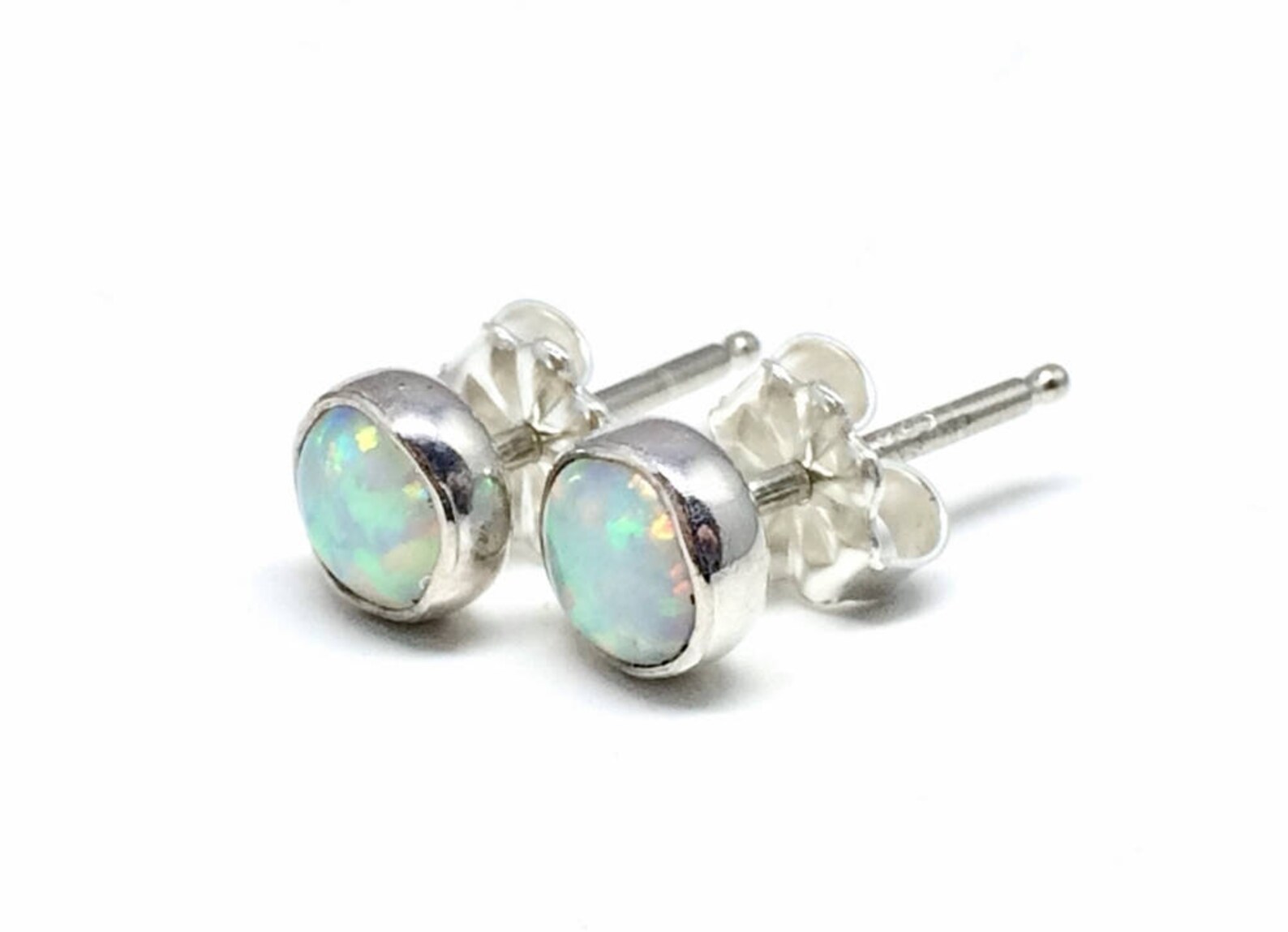 Sterling Silver White Opal Earrings main image 0