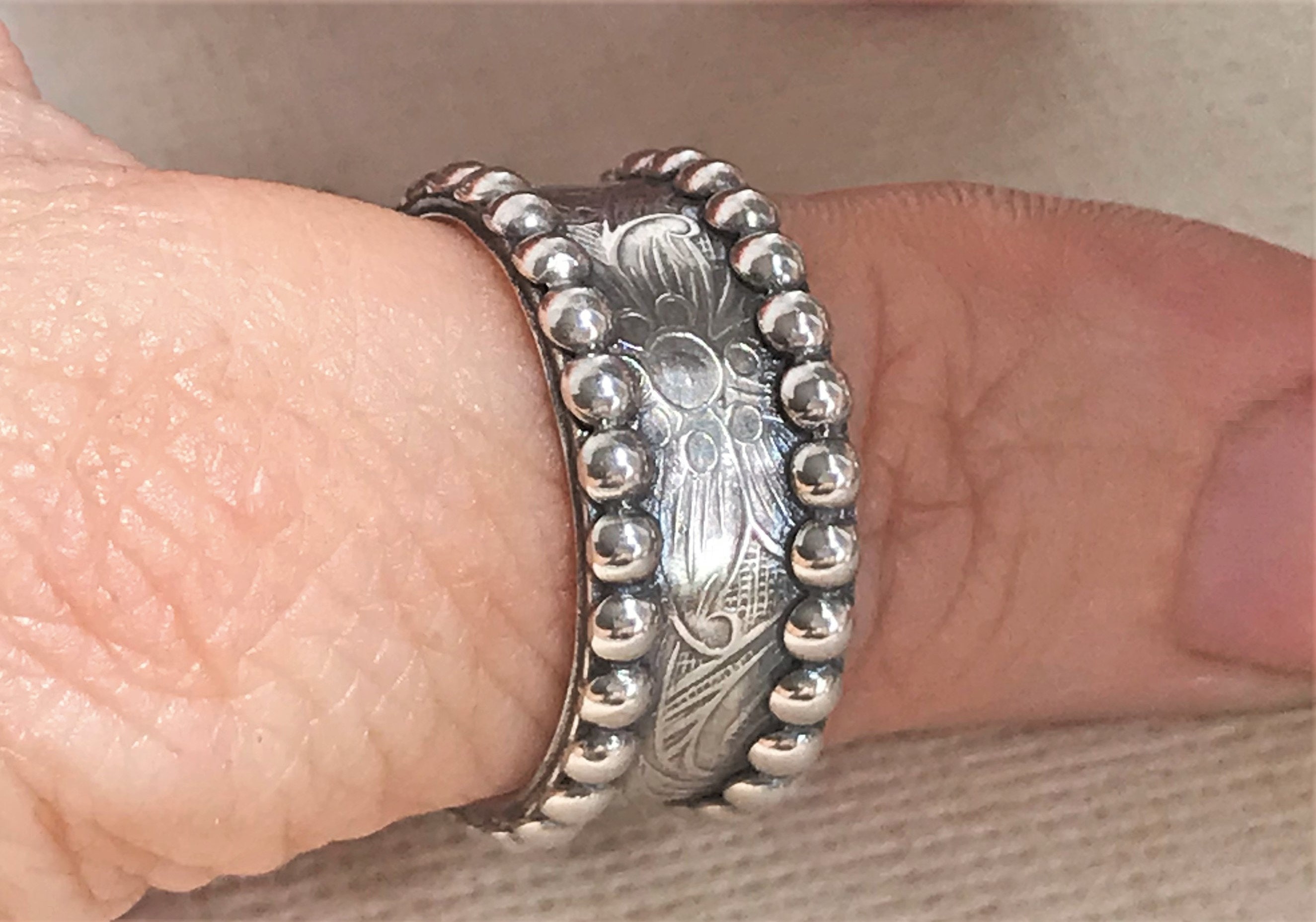 Ready to ship Sterling Silver Western Ring for Him Floral Etsy