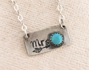 Personalized Initial necklace - sterling silver - Turquoise jewelry - Gifts for women - Metal Options - Gift for Brides