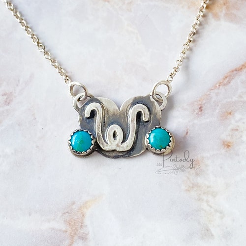 Personalized Initial necklace  sterling silver  Turquoise jewelry - Gifts for women - Metal Options - Gift for Brides