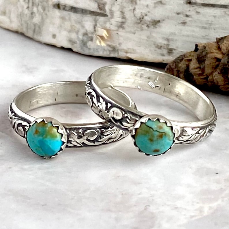 Western Bridal Jewelry Cowboy Culture Ring, Turquoise Stack Ring ...