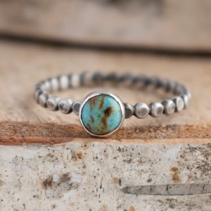 Dainty Turquoise Ring - Turquoise - Turquoise Rings - Stackable Rings For Women - Sterling Silver Turquoise Ring