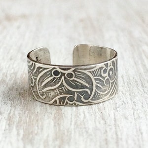 Sterling Silver Ear Cuff Silver Ear Clip Floral Texture Ear Cuff Earring for Women Floral Cuff Earring cartilage ear cuff