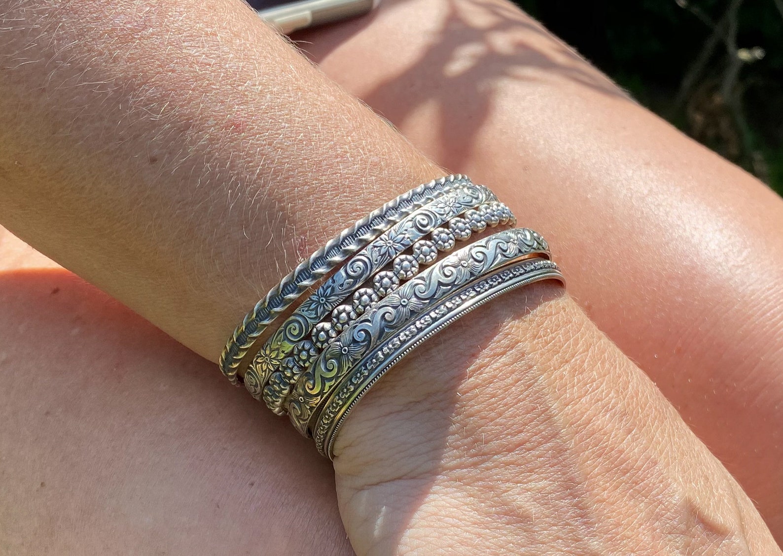 Boho Cuff Bracelets Embossed Floral and Pattern Cuffs Etsy