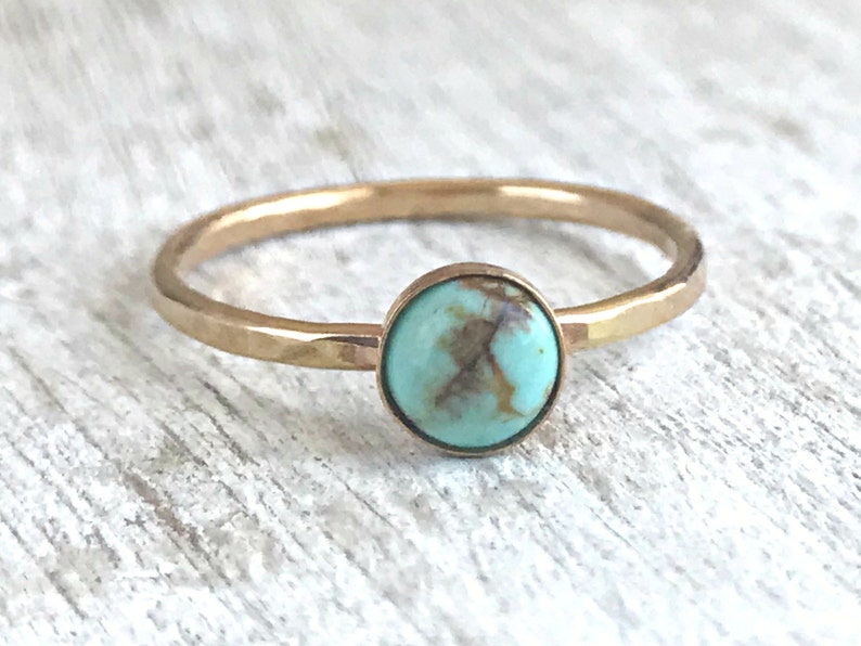 Turquoise Ring Gold Stackable Ring Gemstone Ring Real - Etsy