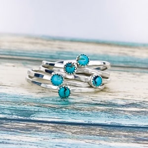Western Turquoise midi Ring Gift for Girlfriend Birthday Sterling Silver Stacking Rings for her Tiny turquoise ring blue stone Sister Ring