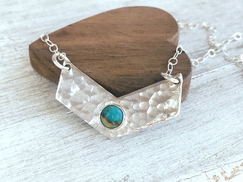 Sterling Silver Turquoise Bar Necklace Silver Turquoise Etsy