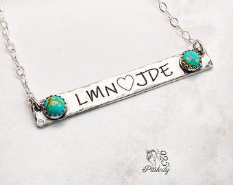 Personalized Bar Necklace Western Necklace Cowgirl Jewelry Turquoise Personalized Necklace Gift for Wife Birthday Mom Gift New Mother Wife