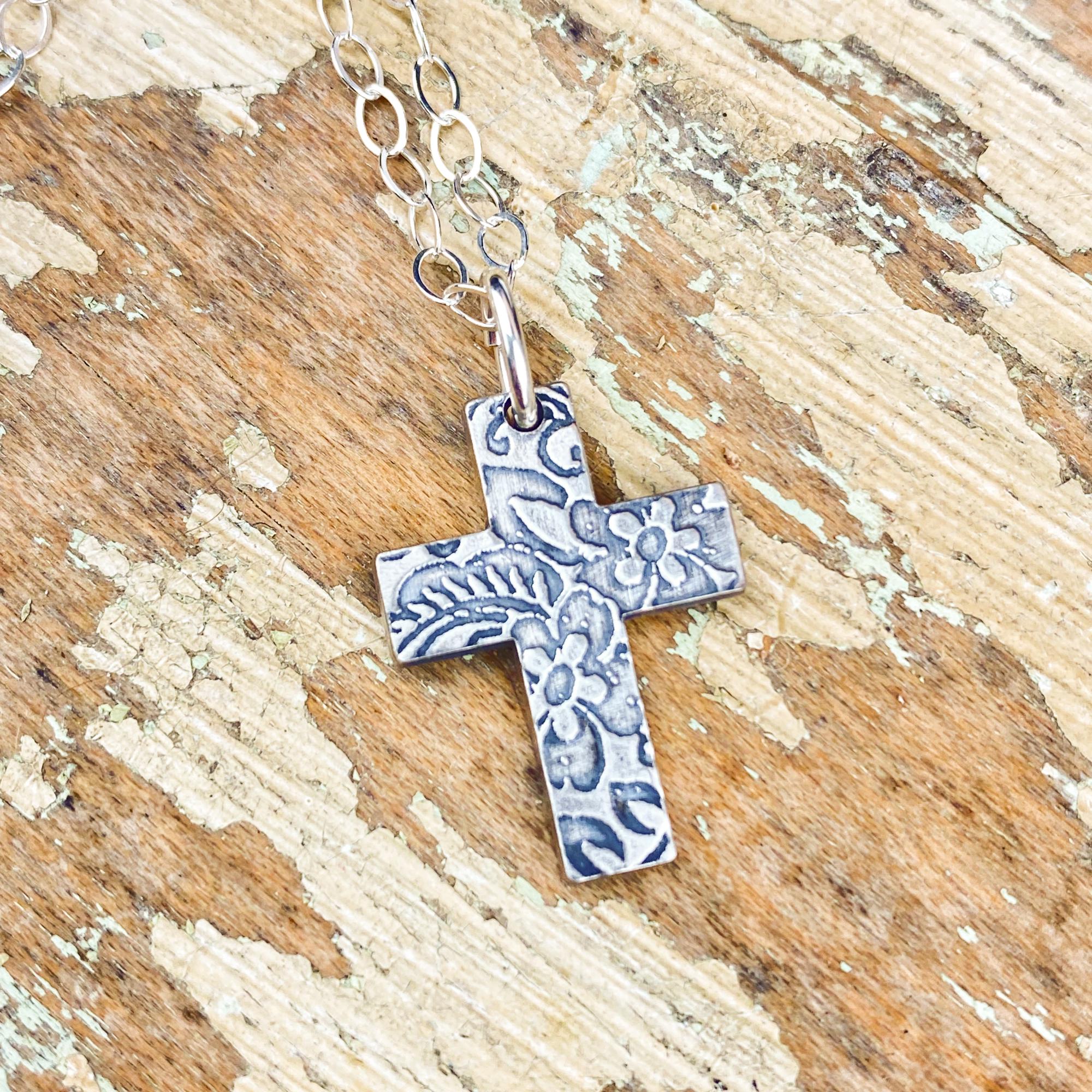 Cross Pendant Sterling Silver: Floral Necklace Women's Cross - Etsy