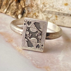 Bague en argent sterling pour cartes à jouer, bague porte-bonheur, bague de jeu de casino pour joueur, cadeau pour joueur de cartes, bague porte-bonheur personnalisée