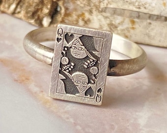 Poker card ring playing card sterling silver ring, Luck Ring Gambler Casino Game Ring, Card Player Gift, Lucky Ring Personalized