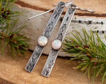 Opal Earrings sterling silver  Dangle Earrings  Boho style Cowgirl Jewelry - Opal Earrings For Women - Western Jewelry