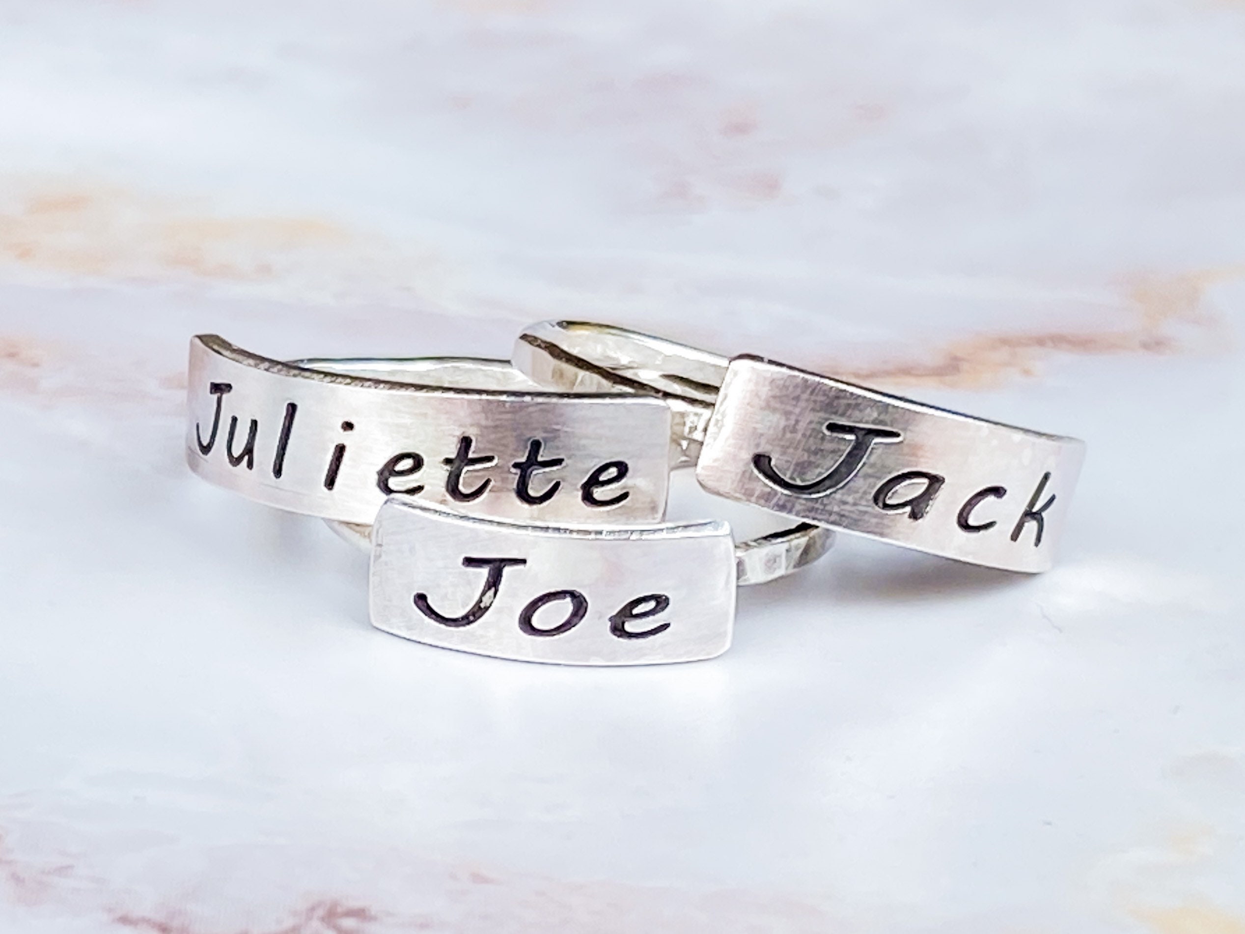 Etsy Name Rings Stackable Stackable Name Rings - Sterling Silver - Name Rings - Personalized Ring ...