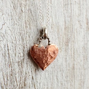 Tiny Copper Heart Necklace Copper Heart Pendant Gift for Women Copper Heart Charm image 4