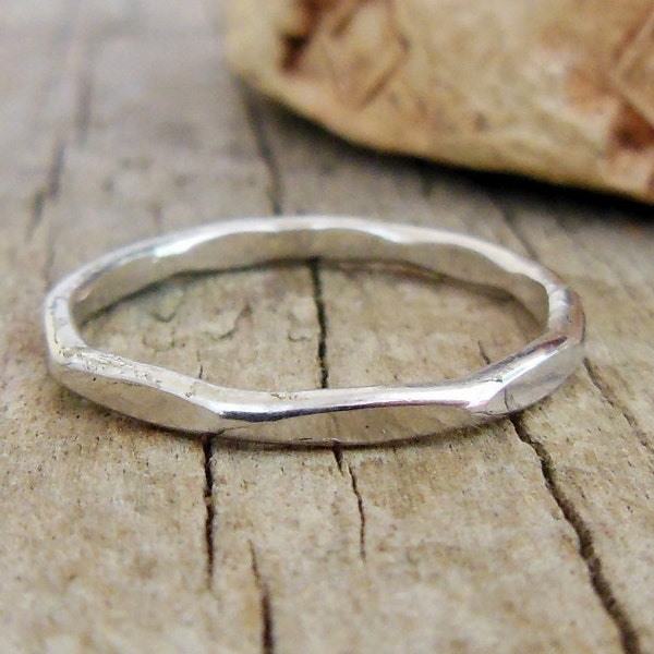 One Silver Stacking Ring Skinny Sterling Silver Rings Textured Stackers