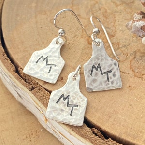 Custom Cattle Tag Jewelry set, Sterling Silver Personalized tags, Unique Equestrian Set for Cowgirls, Western Style