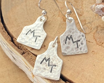 Custom Cattle Tag Jewelry set, Sterling Silver Personalized tags, Unique Equestrian Set for Cowgirls, Western Style