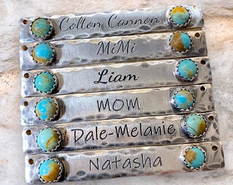 Personalized Bar Necklace for Women Turquoise and sterling silver Custom Name Necklace Gift for Mom Friendship Necklace