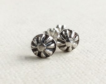 Western Earrings Sterling Silver concho Stud Earrings cowgirl jewelry post western style studs for Him or Her western stud earrings gift