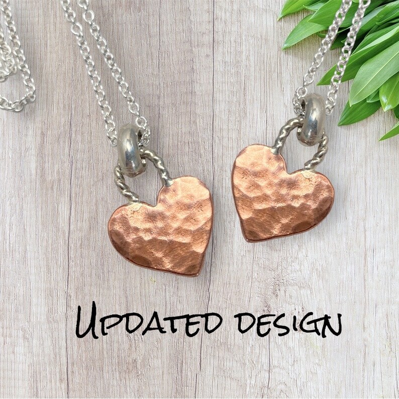 Tiny Copper Heart Necklace Copper Heart Pendant Gift for Women Copper Heart Charm image 5