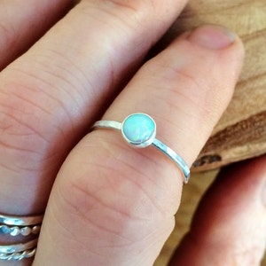 White Opal Ring Sterling Silver Opal Gemstone Stackable Rings Gemstone Rings for women Dainty Ring image 4