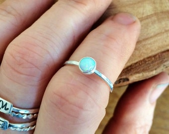 White Opal Ring -  Sterling Silver - Opal Gemstone Stackable Rings - Gemstone Rings for women -Dainty Ring, Opal stacking ring, Gift for Mom