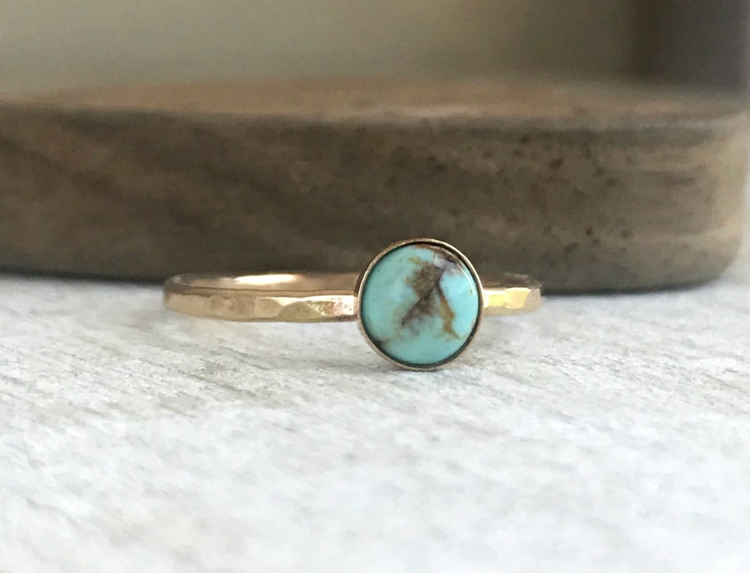 Turquoise Ring Gold Stackable Ring - Gemstone Ring - Real Turquoise ...