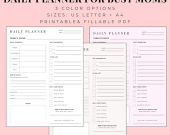 Daily Planner Printable & Fillable for Busy Moms