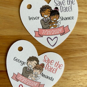 Heart Shaped Save the Date Tags/ Save The Day Tags/Wedding Custom Gift Tags/ Heart Shaped Tags