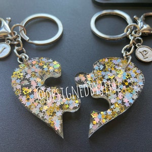 BFF Keychains for Two, BFF Keychain Set, Best Friends Keychain Puzzle Heart