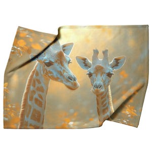 Par giraffer i savannen under vibrerande morgonsolljus Mysig fleece sherpafilt