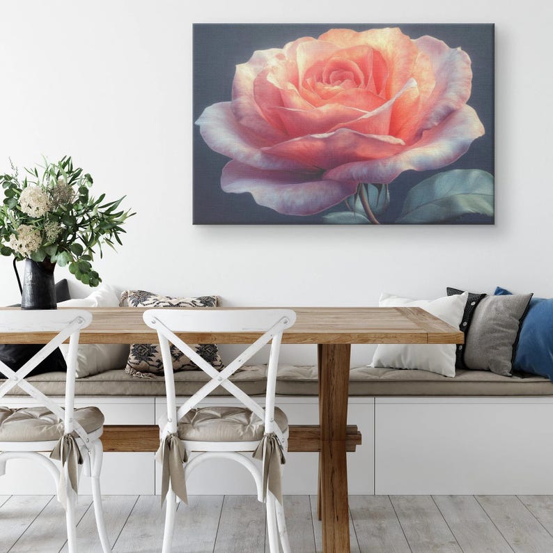 Elegant Pink Rose Canvas Wall Art Romantic Floral Artwork for Home and ...