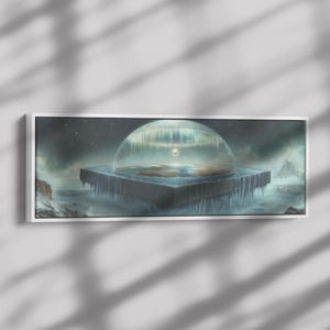 God's Genesis Divine Creation Ontwerp ingelijst panoramisch canvas van de kosmos van de platte aarde