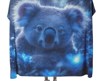 Koala Fleece Blanket: Bioluminescent Night Forest Sherpa Throw