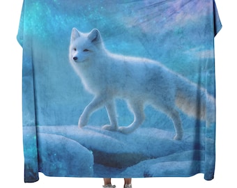 Fox In Snow Sherpa Fleece Blanket