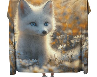 White Fox Cozy Fleece and Sherpa Blanket Golden Hour Tranquility