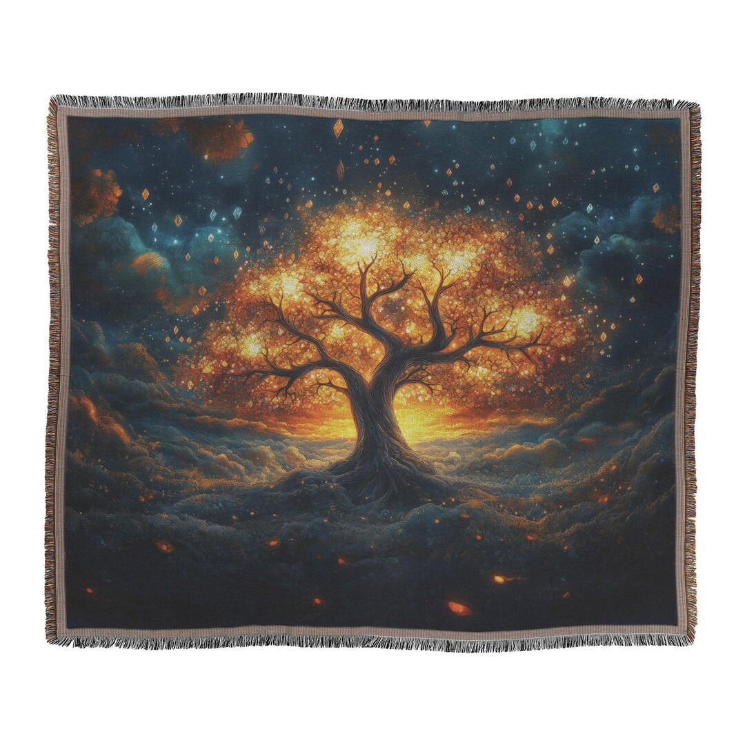 Glowing Tree of Life With Radiant Leaves and Diamond Like Stars Woven ...
