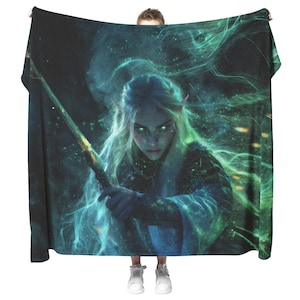 Blood Elf Rogue Fleece Sherpa Blanket Glowing Silver Daggers Mist Cosmic Reflections Stealthy Bold WoW Design