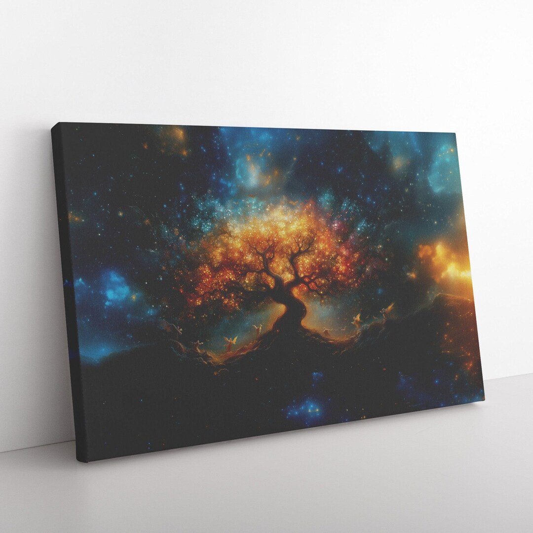 Tree of Life Canvas Wall Art Illuminated With Celestial Glow Surrounded ...