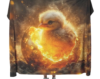 Baby Phoenix Fleece Blanket, Hatching from Golden Egg