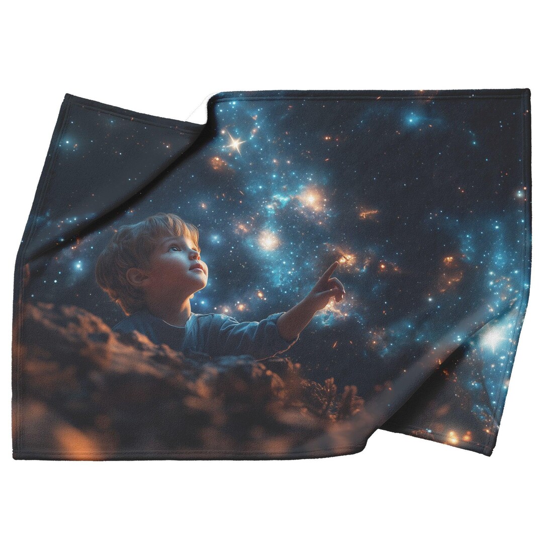 Coperta in pile per bambini e ragazzi con motivo strascico, coperta coperta con cielo stellato, coperta