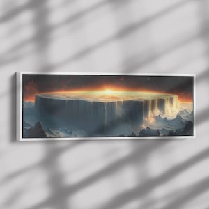 Komplizierte Kosmische Karte Flache Erde Eis Wand Kristalline Kuppel Ultra High Definition Strukturierte Göttliche Panorama gerahmte Leinwand Kunst