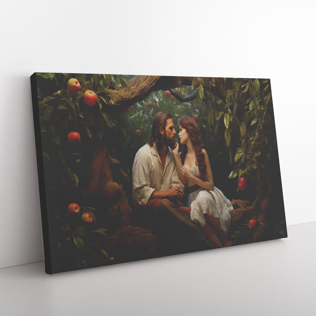 Adam & Eve in the Garden of Eden in Love Canvas Wall Art - Etsy